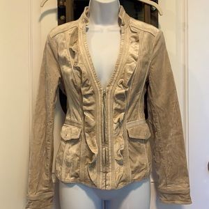 White House Black Market Ruffled Light Jacket Sz 2